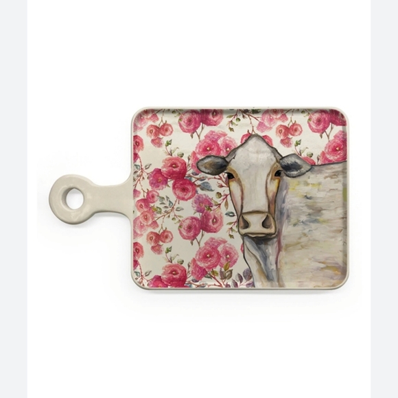 FLORAL COW CERAMIC CHARCUTERIEBOARD GreenBox Art by Eli Halpin BNWT SO $158